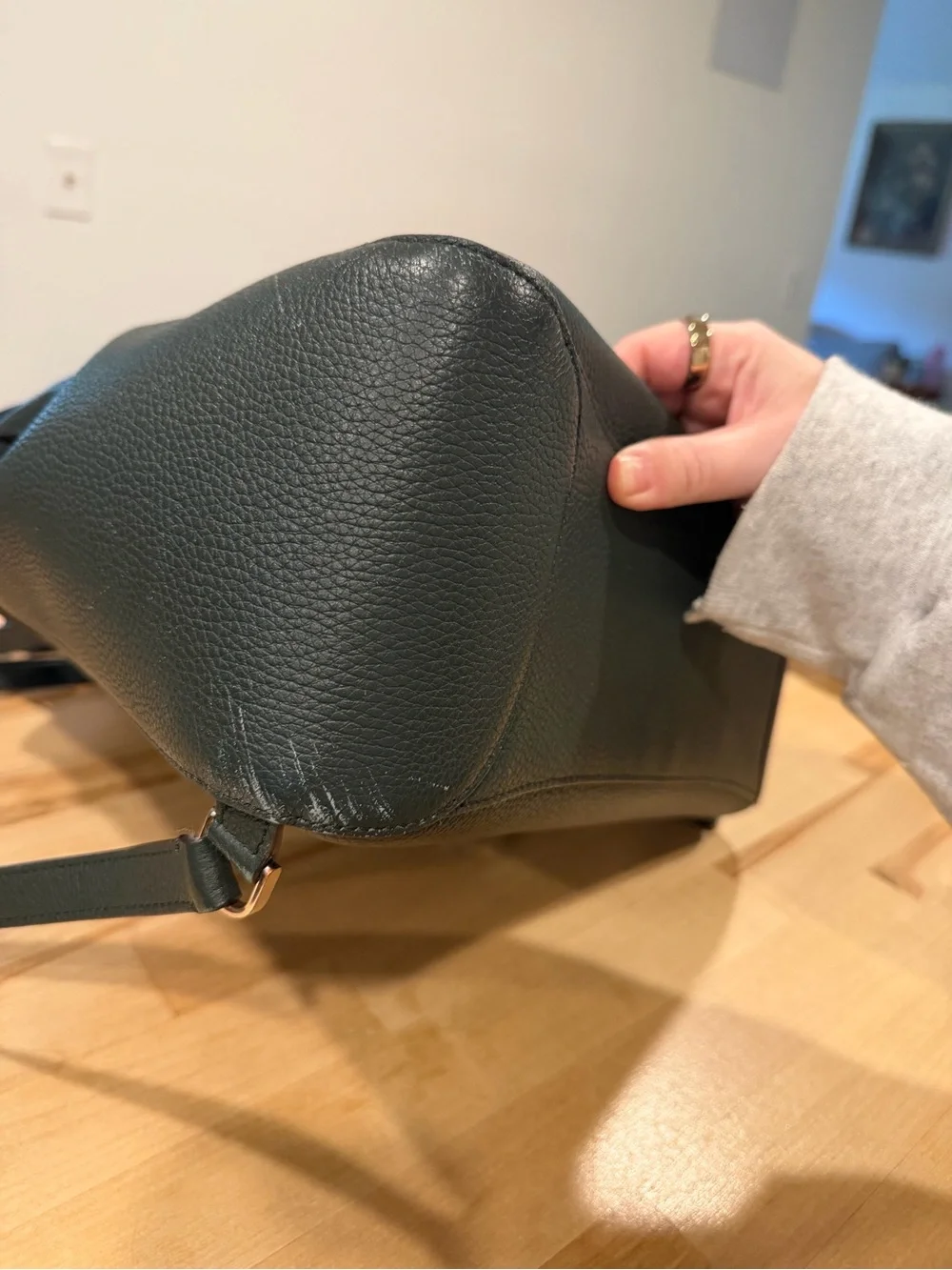 kate spade Pebbled Leather Backpack in Dark Green